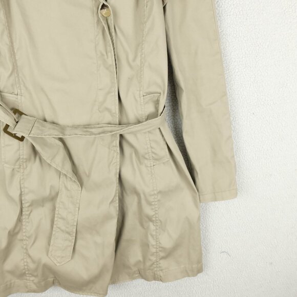 United Colors Of Benetton Trench Coat Womens 44 12 Beige Short Belted Classic - Picture 3 of 11